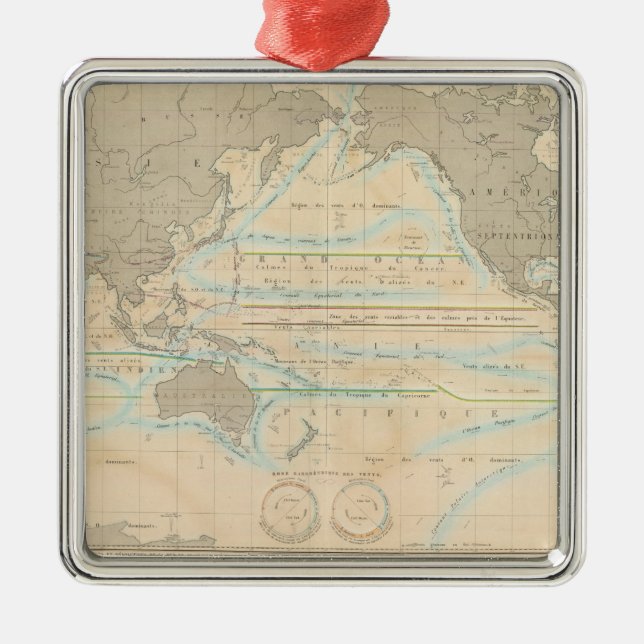 Ornamento De Metal Mapa do mundo do clima (Frente)