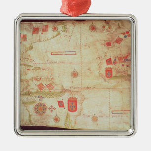 Ornamento De Metal Mapa do Oceano Atlântico, c.1550