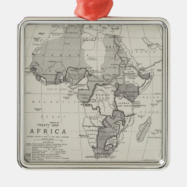 Ornamento De Metal Mapa do Tratado de África (Frente)