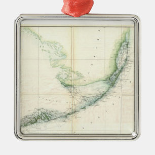 Ornamento De Metal Mapa do vintage das chaves de Florida (1859)