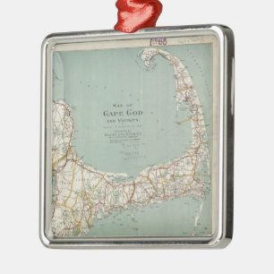 Ornamento De Metal Mapa do vintage de Cape Cod (1917)