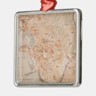 Ornamento De Metal Mapa do vintage de Genoa Italia (1906)