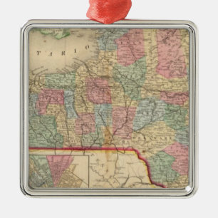 Ornamento De Metal Mapa dos Estados de Nova Iorque por Mitchell