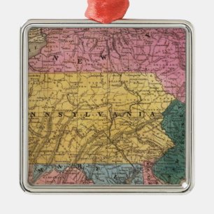 Ornamento De Metal Mapa dos estados médios