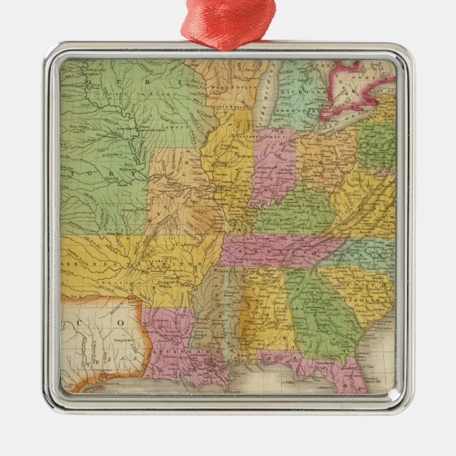 Ornamento De Metal Mapa dos Estados Unidos (Frente)