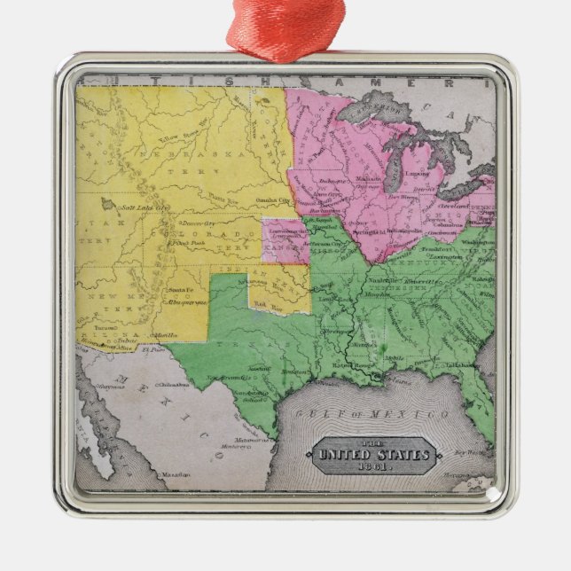 Ornamento De Metal Mapa dos Estados Unidos (Frente)