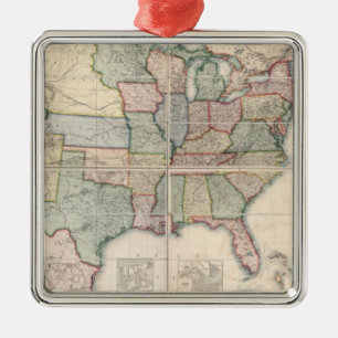 Ornamento De Metal Mapa dos Estados Unidos 3