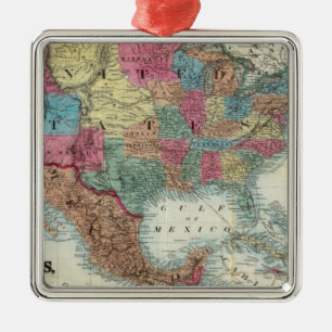 Ornamento De Metal Mapa dos Estados Unidos, Canadá, México