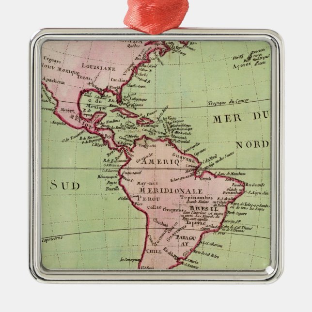 Ornamento De Metal Mapa físico dos Americas (Frente)
