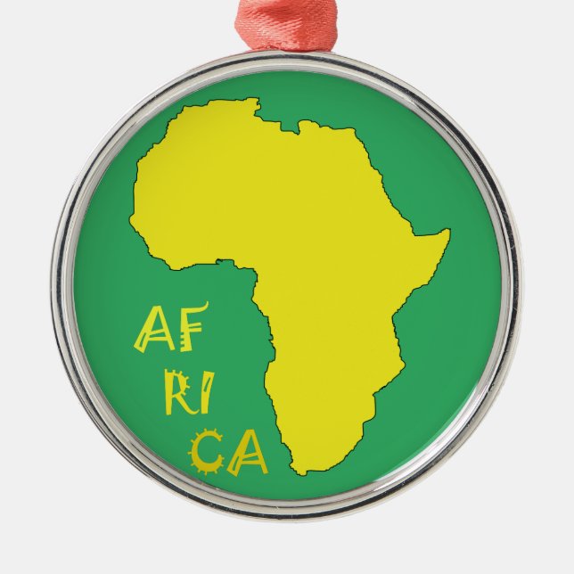 Ornamento De Metal Mapa Funky Amarelo da África (Frente)