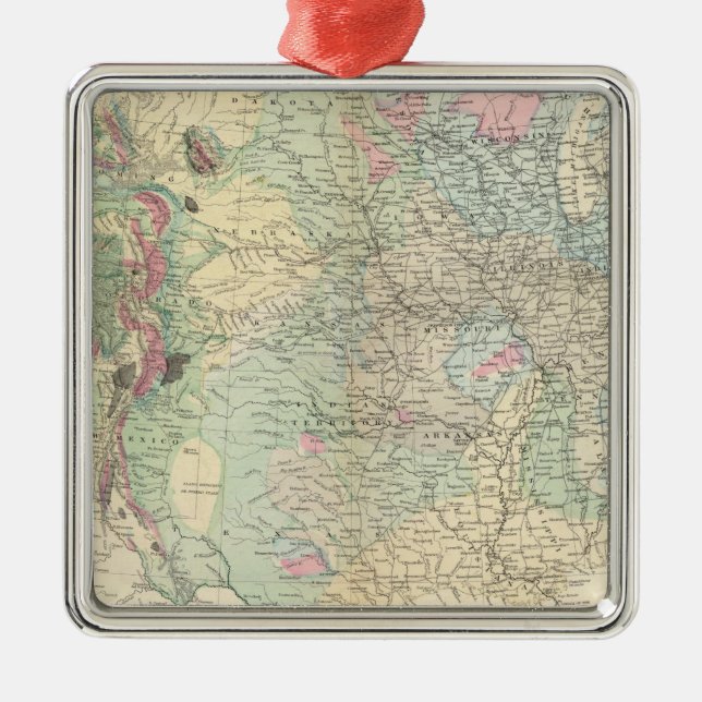 Ornamento De Metal Mapa geological dos E.U. (Frente)