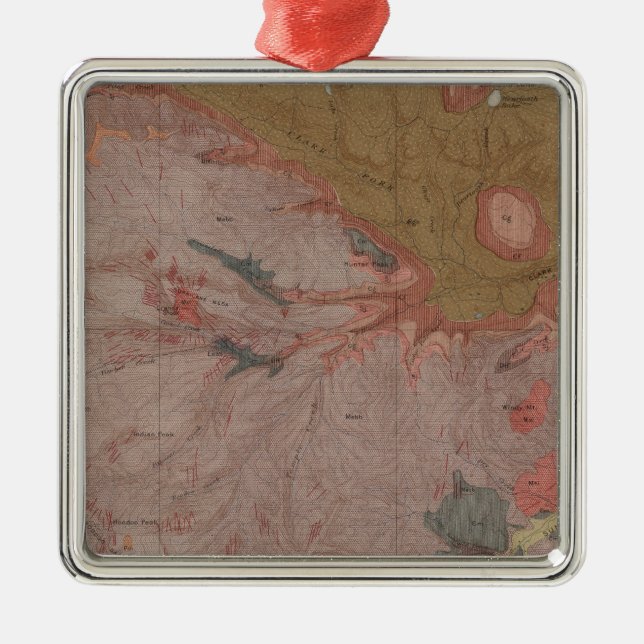 Ornamento De Metal Mapa Geológico, Parte Nacional do Yellowstone, Wyo (Frente)