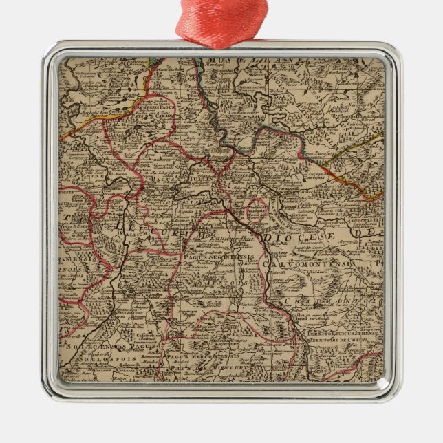 Ornamento De Metal Mapa gravado de France (Frente)