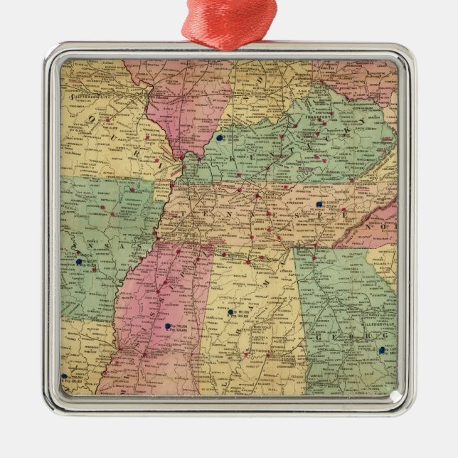Ornamento De Metal Mapa Histórico e Militar dos EUA (Frente)