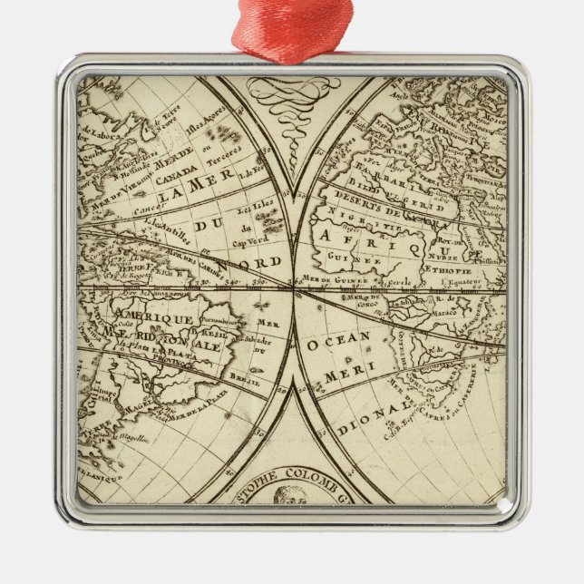 Ornamento De Metal Mapa Mundial 4 (Frente)