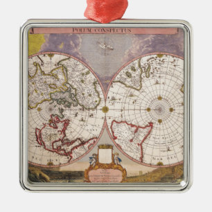 Ornamento De Metal Mapa Mundial Antiquado