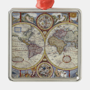 Ornamento De Metal Mapa Mundial Antiquado Sofrendo Distúrbio #3