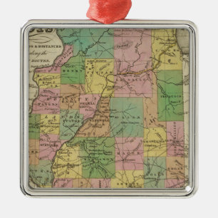 Ornamento De Metal Mapa novo de Illinois