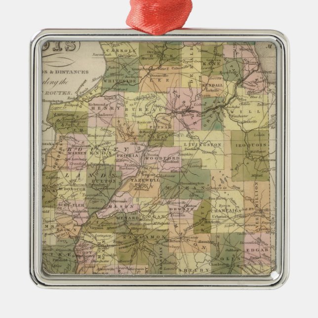 Ornamento De Metal Mapa novo de Illinois 2 (Frente)