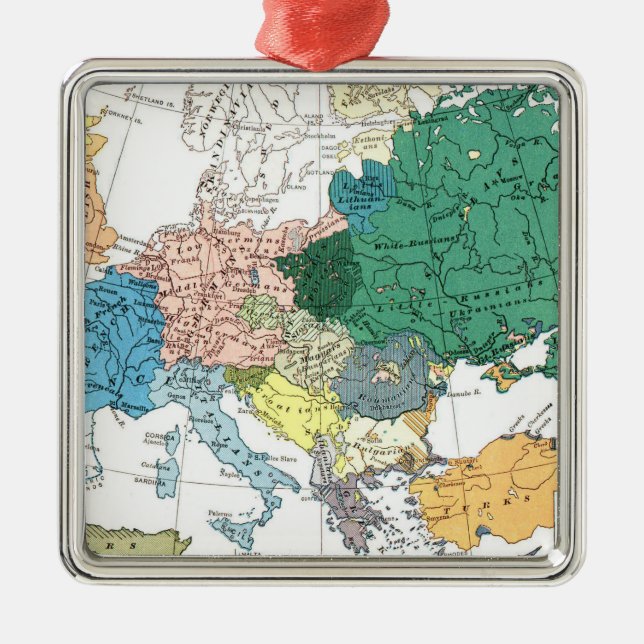 Ornamento De Metal Mapa racial de Europa (Frente)