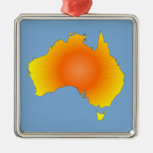 Ornamento De Metal Mapa Sunny Austrália