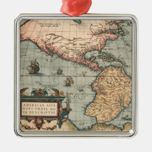 Ornamento De Metal Mapa Vintage da América do Norte