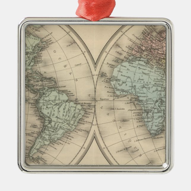 Ornamento De Metal Mapas mundiais (Frente)