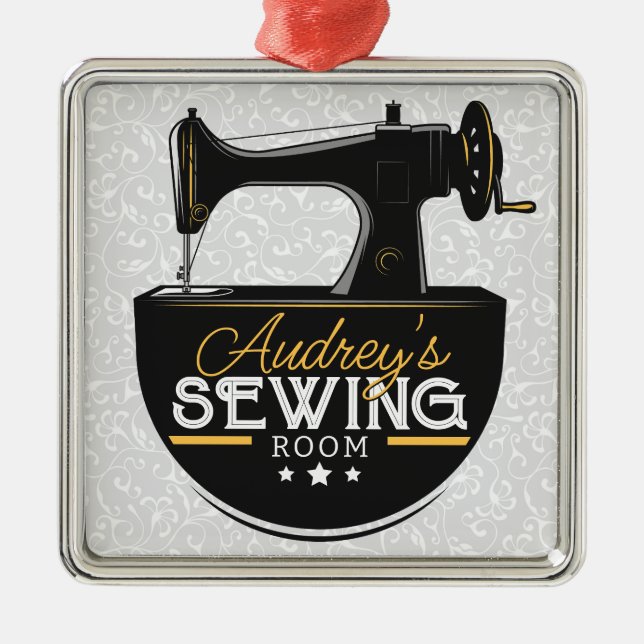 Ornamento De Metal Máquina de Costura Anterior NOME ADD (Frente)