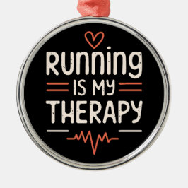 Ornamento De Metal Maratonista engraçado cita piadas preto e vermelho