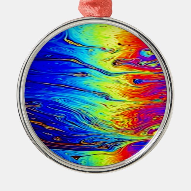 Ornamento De Metal Marbled Rainbow Artwork Beautiful (Frente)