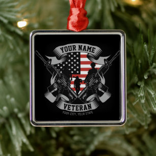 Ornamento De Metal Marca Personalizada Americana Veterana Orgulhosa V