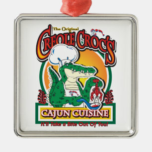 Ornamento De Metal Mardi Gras Cajun Crocodilo