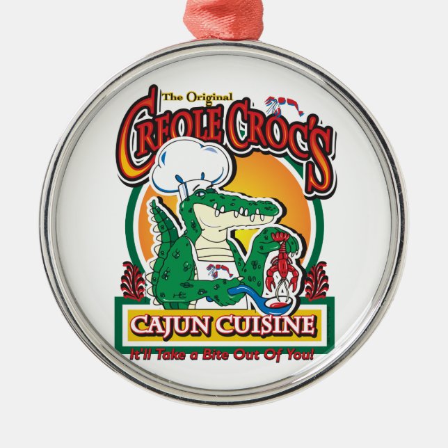 Ornamento De Metal Mardi Gras Cajun Crocodilo (Frente)