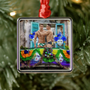 Ornamento De Metal Mardi Gras de SlipperyJoe mascara decorações de mi