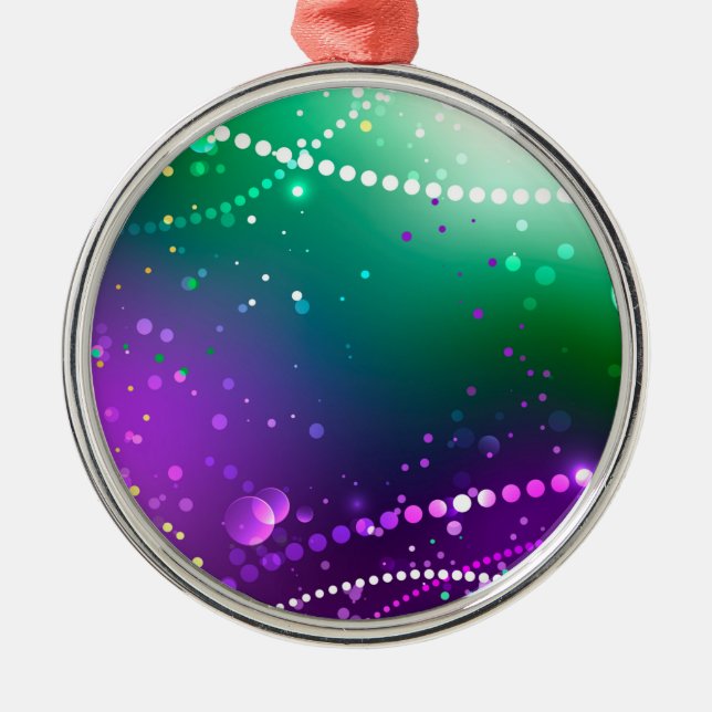 Ornamento De Metal Mardi Gras Festivo Purple Background (Frente)