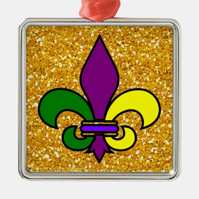 Ornamento De Metal Mardi Gras - Fleur de Lis - SRF (Frente)