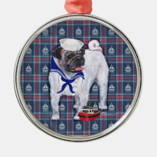 Ornamento De Metal Marinheiro Pug