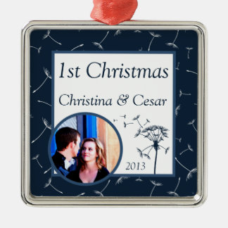 Ornamento De Metal Marinho Personalizado Blue Dandelion Flower wee