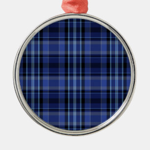 Ornamento De Metal Marinho Xadrez azul Tartan