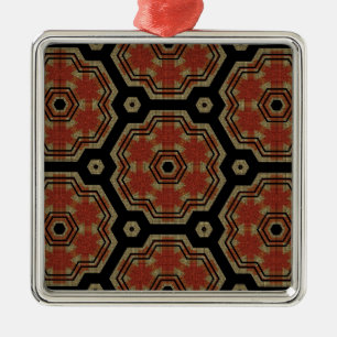 Ornamento De Metal Marrom, Cream Retro-Dots Art Padrão Sem Olhos