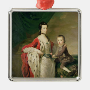Ornamento De Metal Mary, condessa de Shaftsbury e seu filho