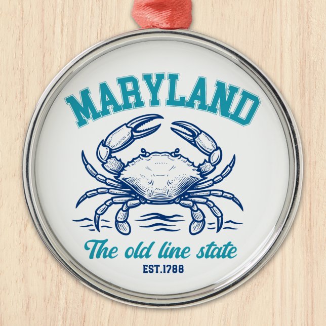 Ornamento De Metal Maryland Old Line State Crab Graphic (Criador carregado)