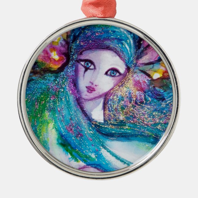 ORNAMENTO DE METAL MÁSCARA EM AZUL (Frente)