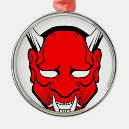 Ornamento De Metal Máscara Vermelha Japonesa Hannya