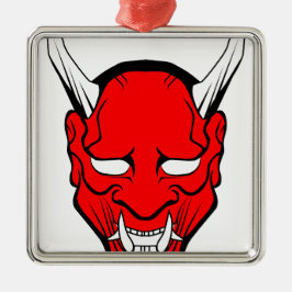 Ornamento De Metal Máscara Vermelha Japonesa Hannya