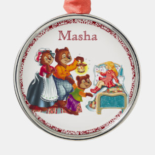Ornamento De Metal Masha e 3 ursos
