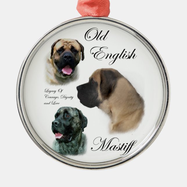 Ornamento De Metal Mastiff Art Inglês (Frente)