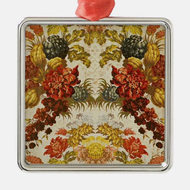 Ornamento De Metal Matéria têxtil com um teste padrão floral de (Frente)