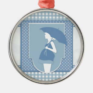 Ornamento De Metal maternidade azul