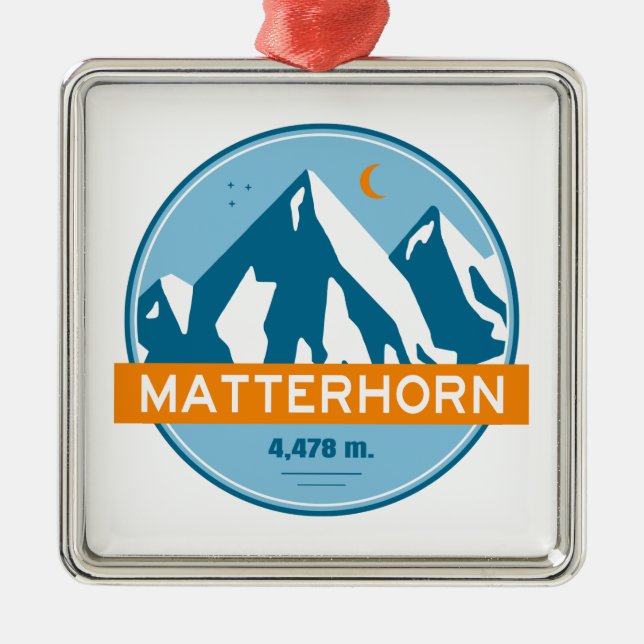 Ornamento De Metal Matterhorn Suiça Itália Stars Moon (Frente)